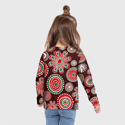 Детский лонгслив Новогодний принт красный / 3D-принт – фото 6