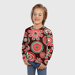 Лонгслив детский Новогодний принт красный, цвет: 3D-принт — фото 2