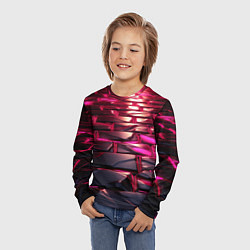 Лонгслив детский Неоновые фиолетовые и розовые камни, цвет: 3D-принт — фото 2
