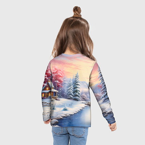 Детский лонгслив Сказочная метель подарков / 3D-принт – фото 6