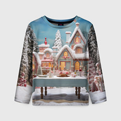 Детский лонгслив Снежный день в городе