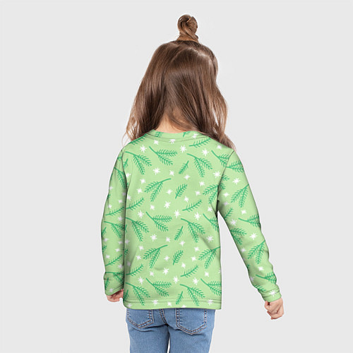 Детский лонгслив Узор с новогодней еловой ветвью / 3D-принт – фото 6