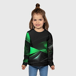 Лонгслив детский Трехмерность зеленой фигуры, цвет: 3D-принт — фото 2