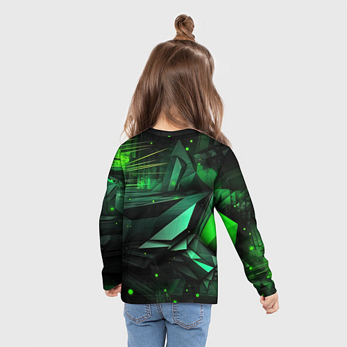Детский лонгслив Мир абстрактной зелени / 3D-принт – фото 6
