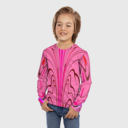 Лонгслив детский Плавные линии на розовом фоне, цвет: 3D-принт — фото 2