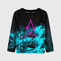 Лонгслив детский Assassins Creed flame neon, цвет: 3D-принт