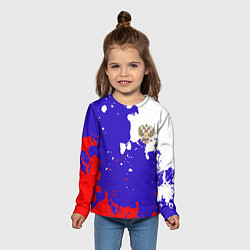 Лонгслив детский Российский герб на триколоре, цвет: 3D-принт — фото 2