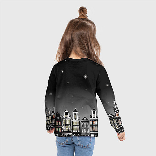Детский лонгслив Ночной город и звездное небо / 3D-принт – фото 6