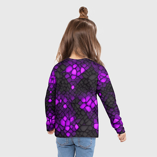Детский лонгслив Фиолетовый трескающийся камень / 3D-принт – фото 6
