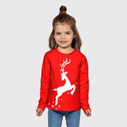 Лонгслив детский Рождественский олень Red and white, цвет: 3D-принт — фото 2