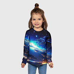 Лонгслив детский Млечный путь - глубокий космос, цвет: 3D-принт — фото 2