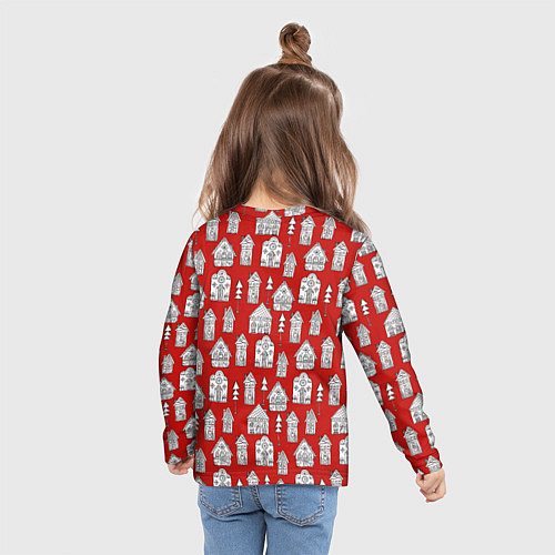 Детский лонгслив Большой зеленый новогодний дракон / 3D-принт – фото 6