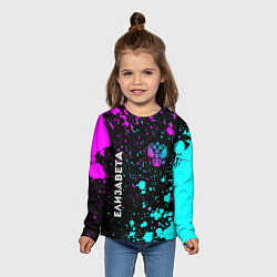 Лонгслив детский Елизавета и неоновый герб России вертикально, цвет: 3D-принт — фото 2
