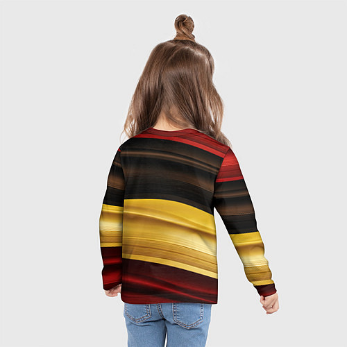 Детский лонгслив Черный красный желтый цвет абстракции / 3D-принт – фото 6