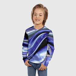 Лонгслив детский Синяя вязкая абстракция, цвет: 3D-принт — фото 2