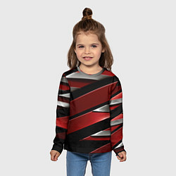Лонгслив детский Красная металическая абстракция, цвет: 3D-принт — фото 2