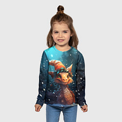 Лонгслив детский Дракон под снегом, цвет: 3D-принт — фото 2