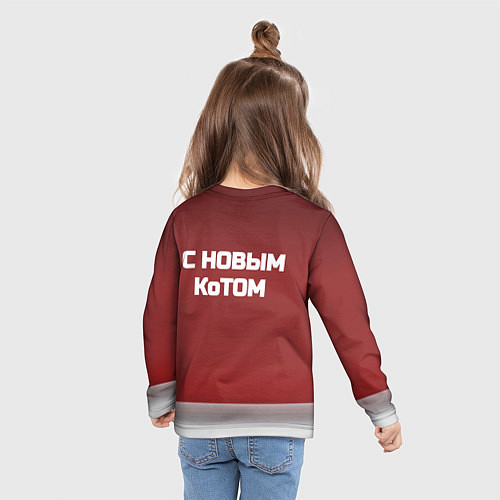Детский лонгслив С новым котом - два кота в костюмах Санты / 3D-принт – фото 6