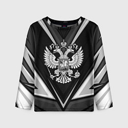 Лонгслив детский Герб России- черно-белый, цвет: 3D-принт