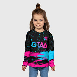 Лонгслив детский GTA6 - neon gradient посередине, цвет: 3D-принт — фото 2