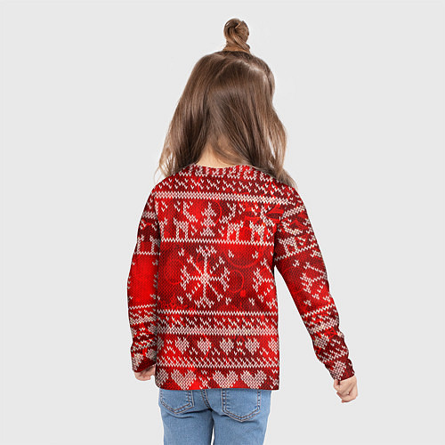 Детский лонгслив Рождественские узоры оленей / 3D-принт – фото 6