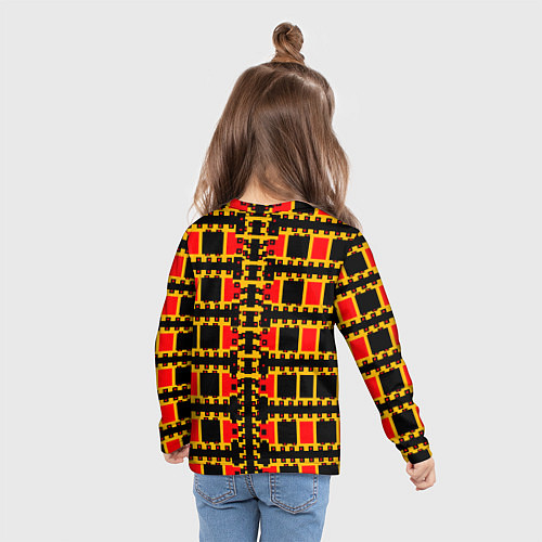 Детский лонгслив Королевские квадраты / 3D-принт – фото 6