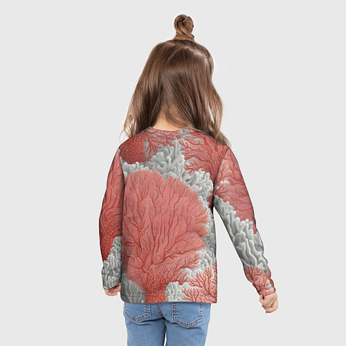 Детский лонгслив Красные и белые кораллы / 3D-принт – фото 6