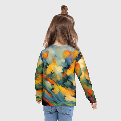 Детский лонгслив Жёлтые и синие мазки / 3D-принт – фото 6