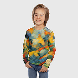 Лонгслив детский Жёлтые и синие мазки, цвет: 3D-принт — фото 2