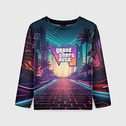 Лонгслив детский GTA 6 night city logo, цвет: 3D-принт