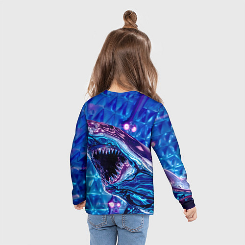 Детский лонгслив Фиолетовая акула / 3D-принт – фото 6