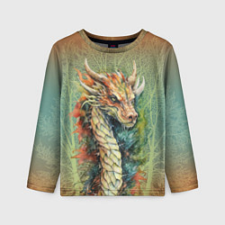 Детский лонгслив Зеленый древесный дракон с деревьями