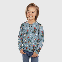 Лонгслив детский Новогодний паттерн с гномами, цвет: 3D-принт — фото 2