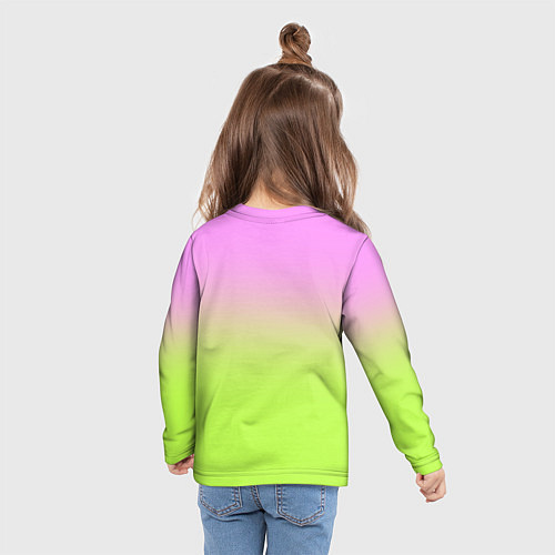 Детский лонгслив Розовый и ярко-зеленый градиент / 3D-принт – фото 6