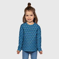 Лонгслив детский Синие и чёрные треугольники, цвет: 3D-принт — фото 2