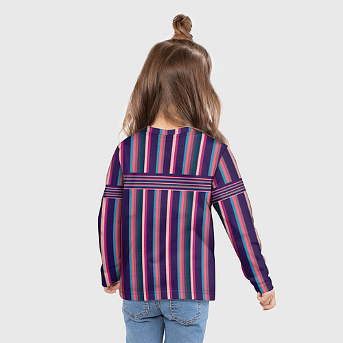 Детский лонгслив Вертикальные и горизонтальные полоски: розовые и ф / 3D-принт – фото 6
