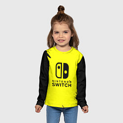 Лонгслив детский Nintendo switch краски на жёлтом, цвет: 3D-принт — фото 2