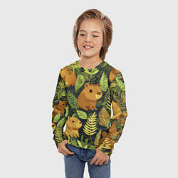 Лонгслив детский Капибары - лесной маскировочный камуфляж, цвет: 3D-принт — фото 2