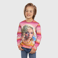 Лонгслив детский Энид Синклер - арт и текстура розового свитера, цвет: 3D-принт — фото 2