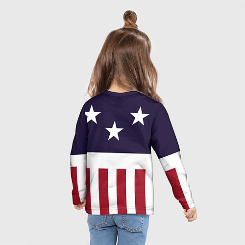Детский лонгслив Флаг Америки / 3D-принт – фото 6