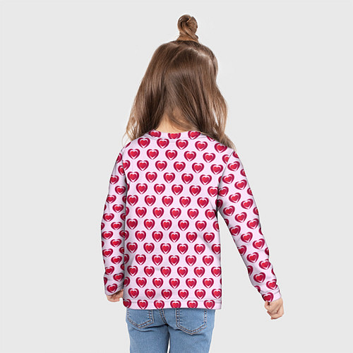 Детский лонгслив Двойное сердце на розовом фоне / 3D-принт – фото 6