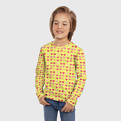 Лонгслив детский Сердечки на желтом - паттерн, цвет: 3D-принт — фото 2