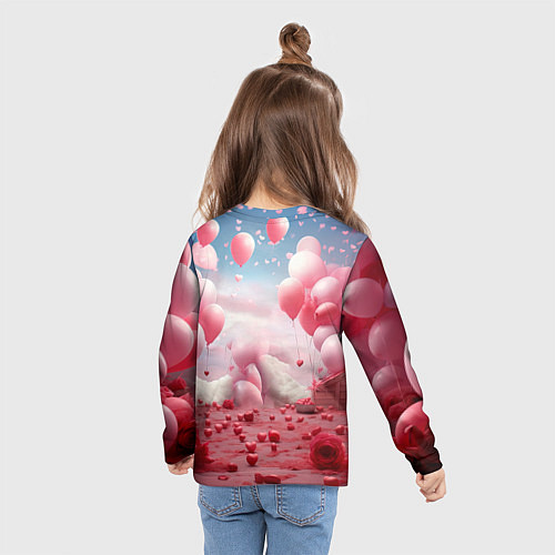 Детский лонгслив Розовые влюбленные ламы / 3D-принт – фото 6