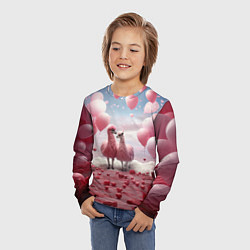 Лонгслив детский Розовые влюбленные ламы, цвет: 3D-принт — фото 2