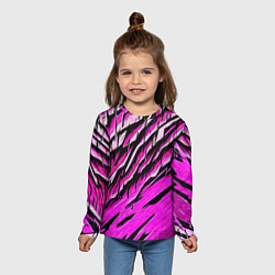 Лонгслив детский Розовые и чёрные полосы, цвет: 3D-принт — фото 2