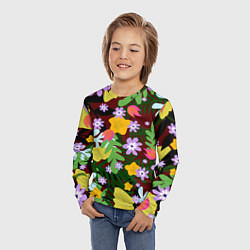 Лонгслив детский Гавайская цветочная расцветка, цвет: 3D-принт — фото 2