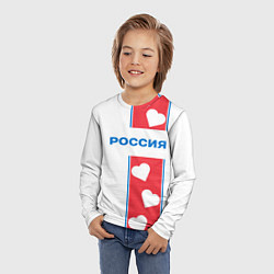 Лонгслив детский Россия с сердечками, цвет: 3D-принт — фото 2