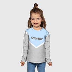 Лонгслив детский Stronger серо-голубой, цвет: 3D-принт — фото 2