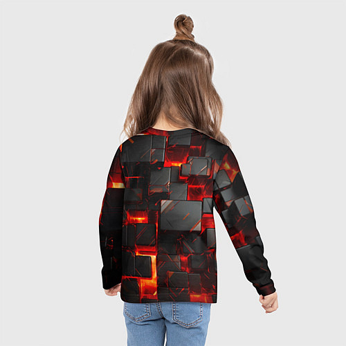 Детский лонгслив Неоновые квадратики / 3D-принт – фото 6