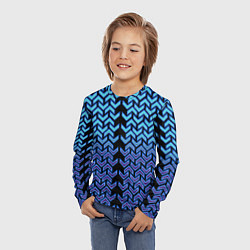 Лонгслив детский Синие стрелки на чёрном фоне киберпанк, цвет: 3D-принт — фото 2